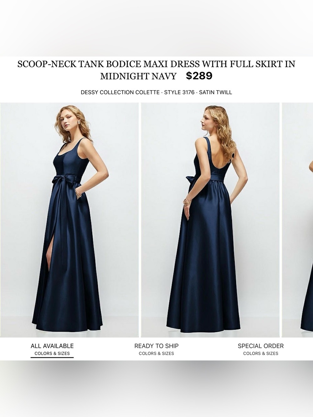 ALFRED SUNG Midnight Navy Scoop-Neck Maxi Dress